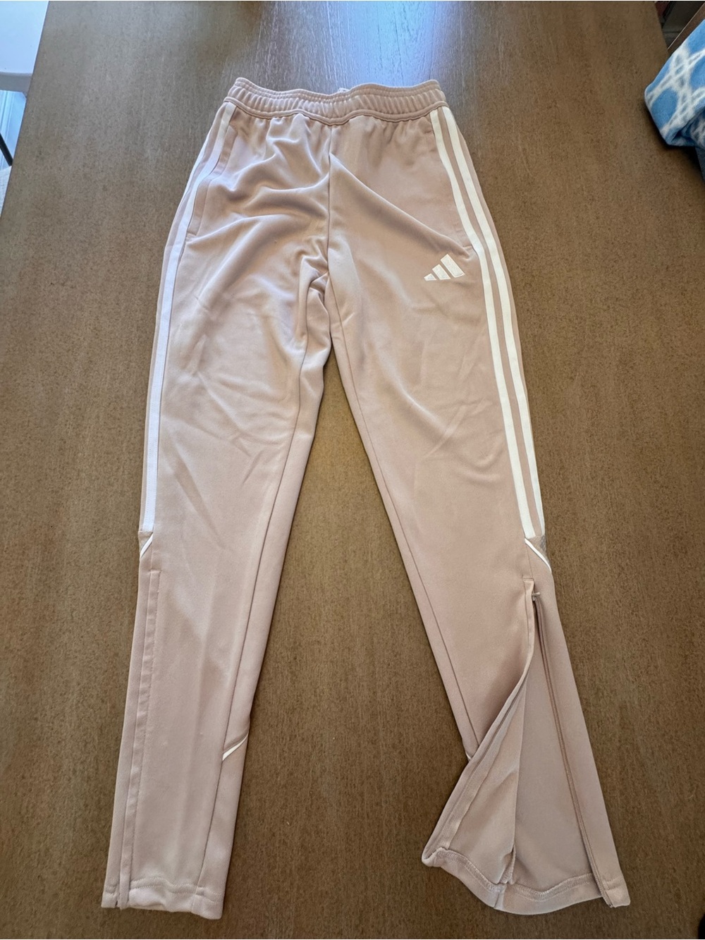 adidas Kids tan Track Joggers. Tiro pants.  Mens size xsmall.